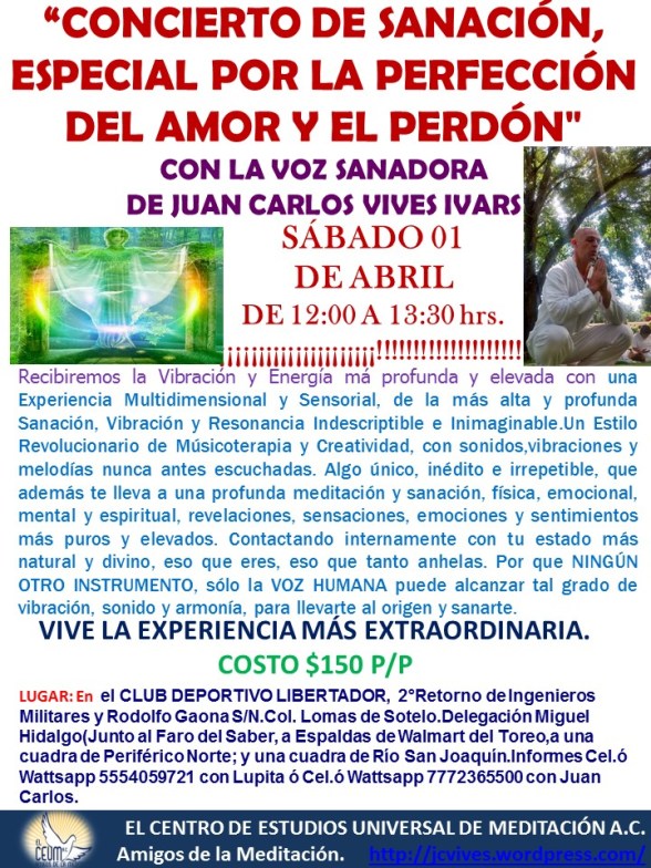 Poster Concierto de Sanación 01 de Abril.