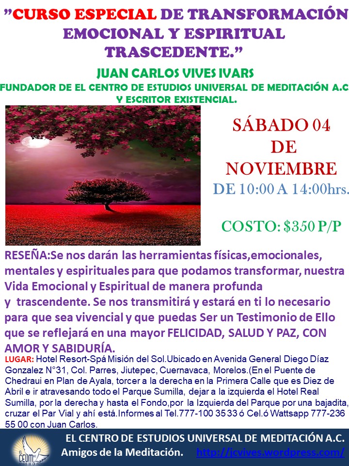 CURSO TRANSFORMACIÓN EMOCIONAL Y ESPIRITUAL TRASCENDENTE.