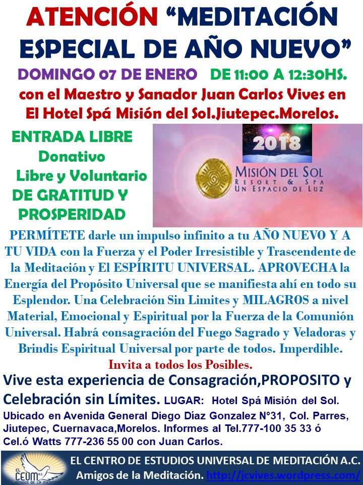 MEDITACIÓN ESPECIAL 2018 Misión del Sol.